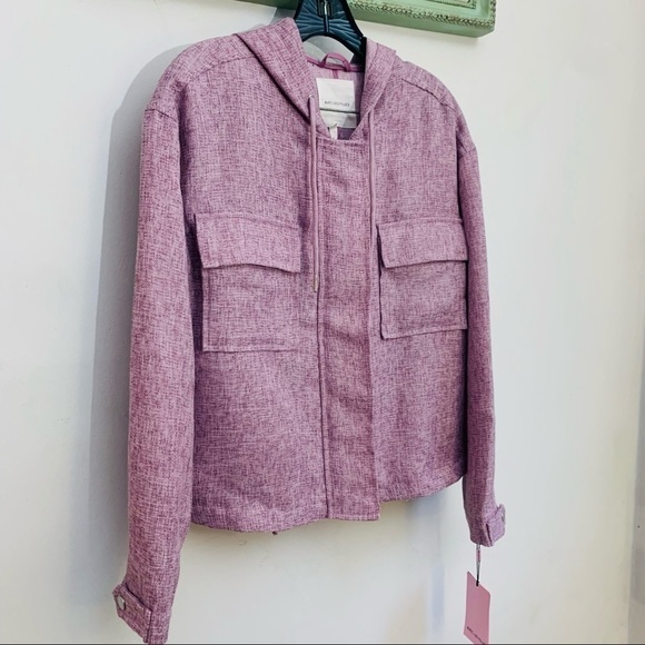 avec Les Filles hooded zip up shirt jacket new with tags lavender medium - Picture 1 of 7